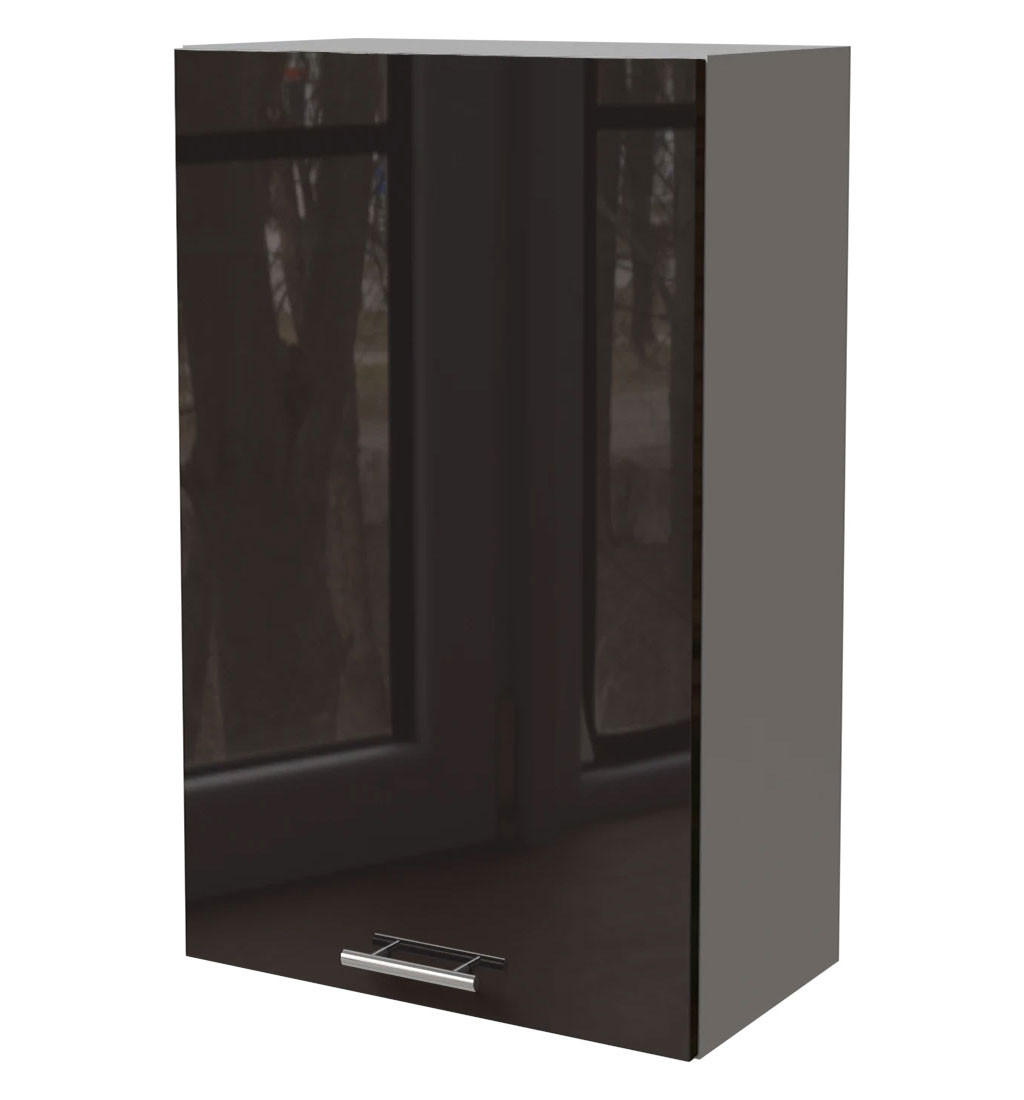 KÜCHENHÄNGESCHRANK Essen W4/60/1 Schwarz Hochglanz / Grau Matt 60 / 32,5 / 96cm - Schwarz Hochglanz/Schwarz, Holz/Holzwerkstoff (60/96/32.5cm) - Feldmann-Wohnen