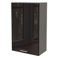 KÜCHENHÄNGESCHRANK Essen W4/60/1 Schwarz Hochglanz / Grau Matt 60 / 32,5 / 96cm - Schwarz Hochglanz/Schwarz, Holz/Holzwerkstoff (60/96/32.5cm) - Feldmann-Wohnen