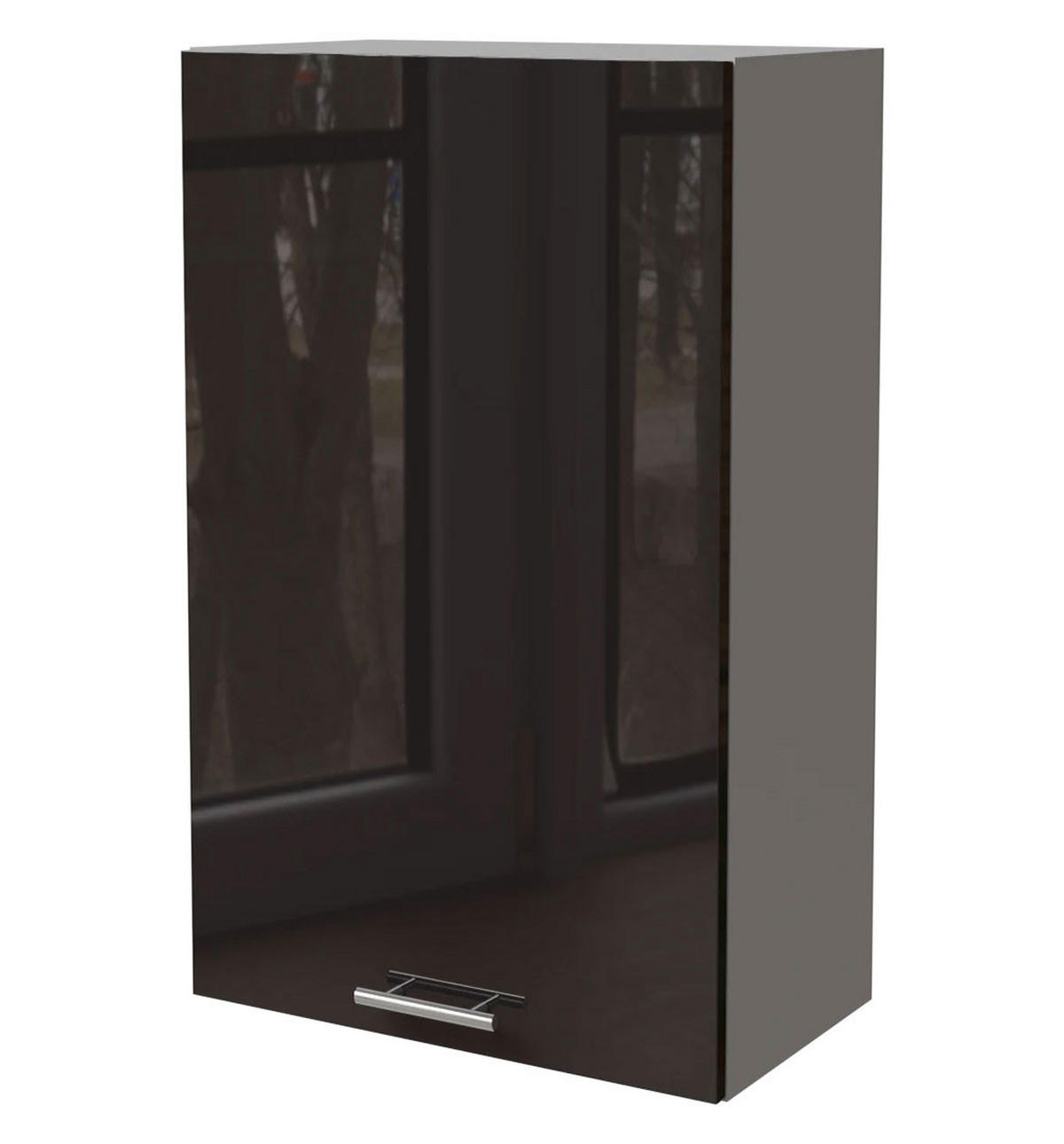 KÜCHENHÄNGESCHRANK Essen W4/60/1 Schwarz Hochglanz / Grau Matt 60 / 32,5 / 96cm - Schwarz Hochglanz/Schwarz, Holz/Holzwerkstoff (60/96/32.5cm) - Feldmann-Wohnen