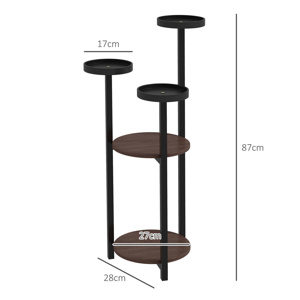PFLANZENSTÄNDER, Tannenholz, Stahl, Braun - Braun, Metall (28/87/28cm) - Outsunny