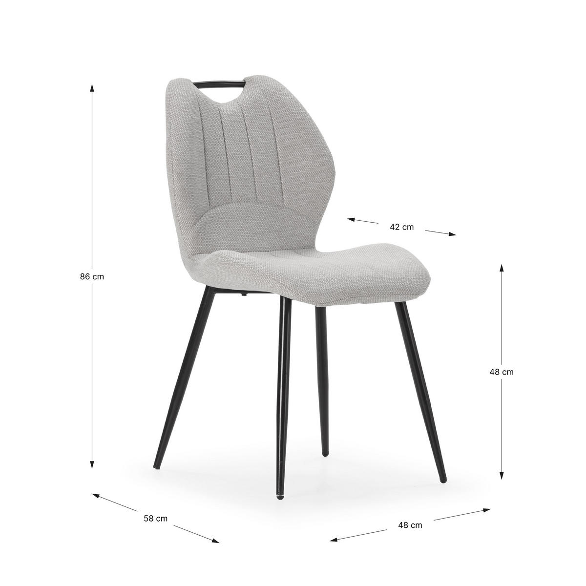 ESSZIMMERSTUHL Muli Beige 48/58/86 cm 4er-Set - Beige/Schwarz, Textil (58/86/48cm) - Calicosy