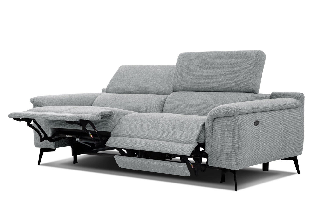 RELAXSOFA FIERO 3-Sitzer mit 2 Relaxfunktionen, silberfarben - Silberfarben/Schwarz, Holzwerkstoff/Textil (212/82/103cm) - Courtois Laville