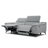 RELAXSOFA FIERO 3-Sitzer mit 2 Relaxfunktionen, silberfarben - Silberfarben/Schwarz, Holzwerkstoff/Textil (212/82/103cm) - Courtois Laville