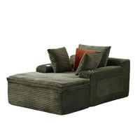 SOFA mit Chaiselongue Grün Cord - Grün, Kunststoff (112/63/165cm) - Meubliv