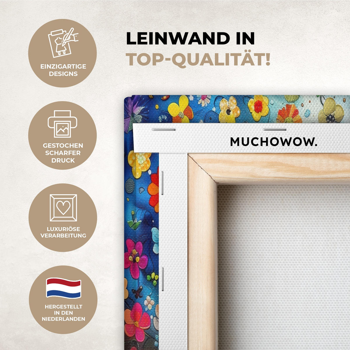 LEINWANDBILD 3er Set Bunt - Baum des Lebens - Blumen - Abstrakt 180x120 cm - Blau, Textil (180/120cm) - MuchoWow