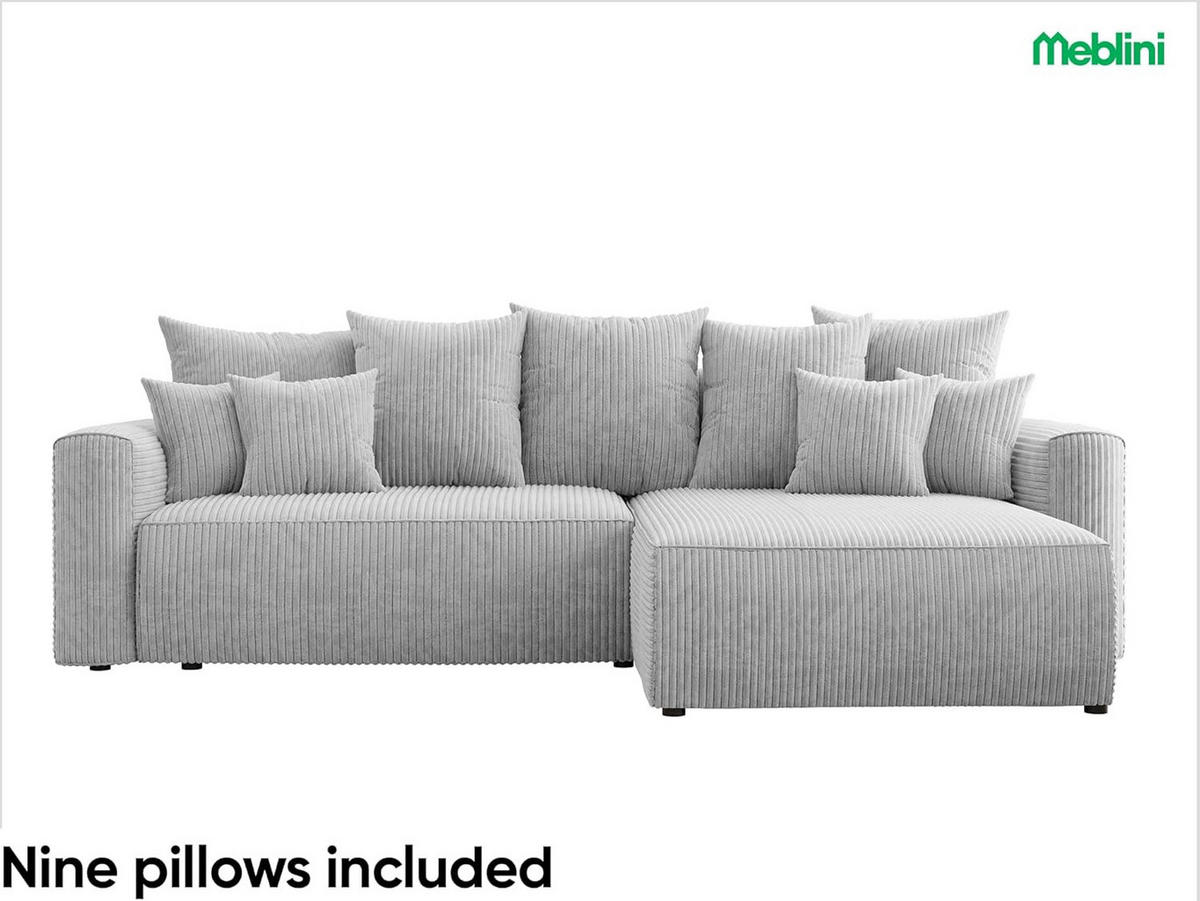 ECKSOFA BALI L - Hellgrau/Schwarz, Holzwerkstoff (260/160cm) - Meblini