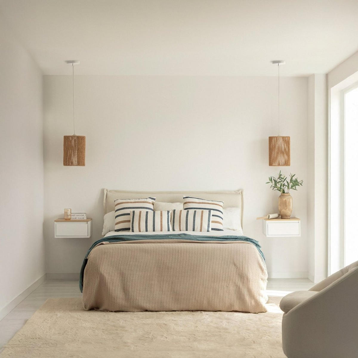 SCHWEBENDER NACHTTISCH Mune Weiß 40 cm x 20 cm - Weiß, Holzwerkstoff (40/20/30cm) - Klast Home