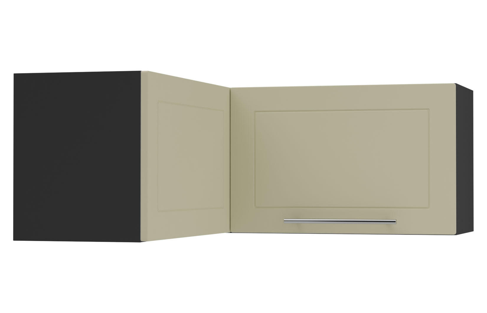 ECKHÄNGESCHRANK Kvantum W14/90/36 Vanille Matt / Schwarz Matt 90 / 90 / 36cm - Creme/Schwarz, Holz/Holzwerkstoff (90/36/90cm) - Feldmann-Wohnen