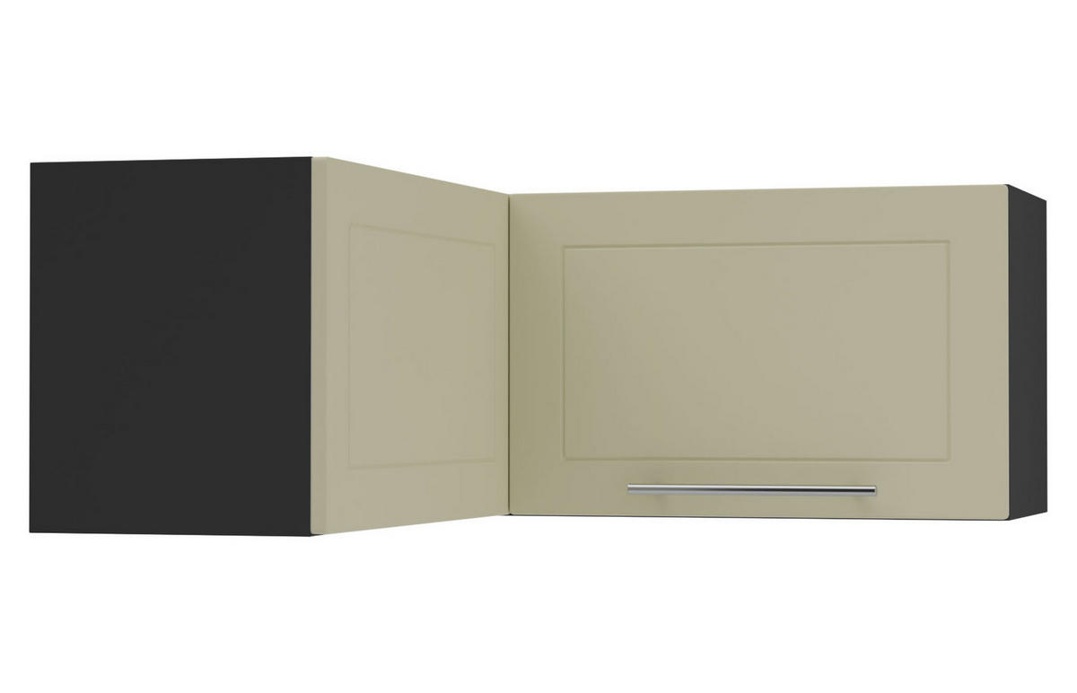 ECKHÄNGESCHRANK Kvantum W14/90/36 Vanille Matt / Schwarz Matt 90 / 90 / 36cm - Creme/Schwarz, Holz/Holzwerkstoff (90/36/90cm) - Feldmann-Wohnen