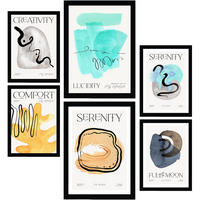 POSTER Set Mit 6 Abstrakte Elemente Größe A3 & A4 Schwarzer Rahmen - Schwarz, Papier (29.7/1cm) - Nacnic