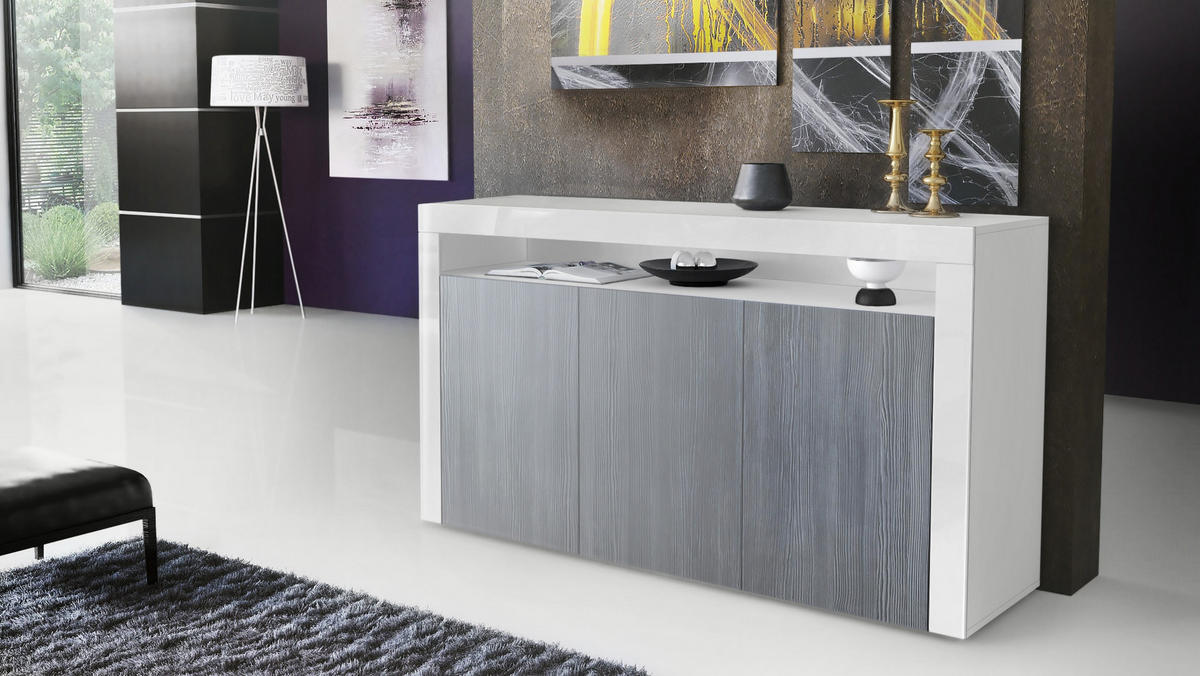 SIDEBOARD Valencia Avola-Anthrazit / Weiß Hochglanz - Anthrazit, Holzwerkstoff (155/92/40cm) - Vladon