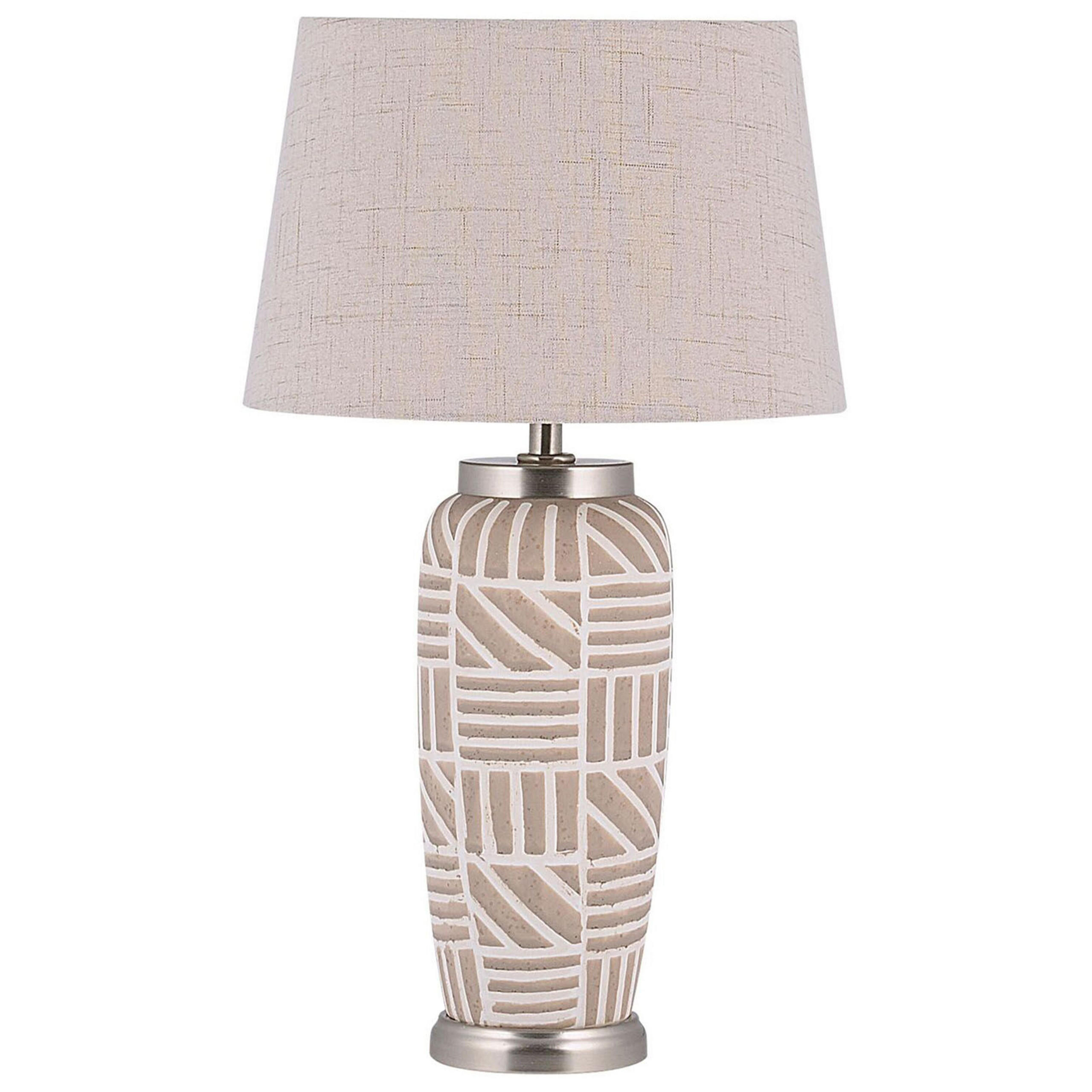 TISCHLAMPE Traisen 28/28/48 cm - Beige, Keramik (28/28/48cm) - Beliani