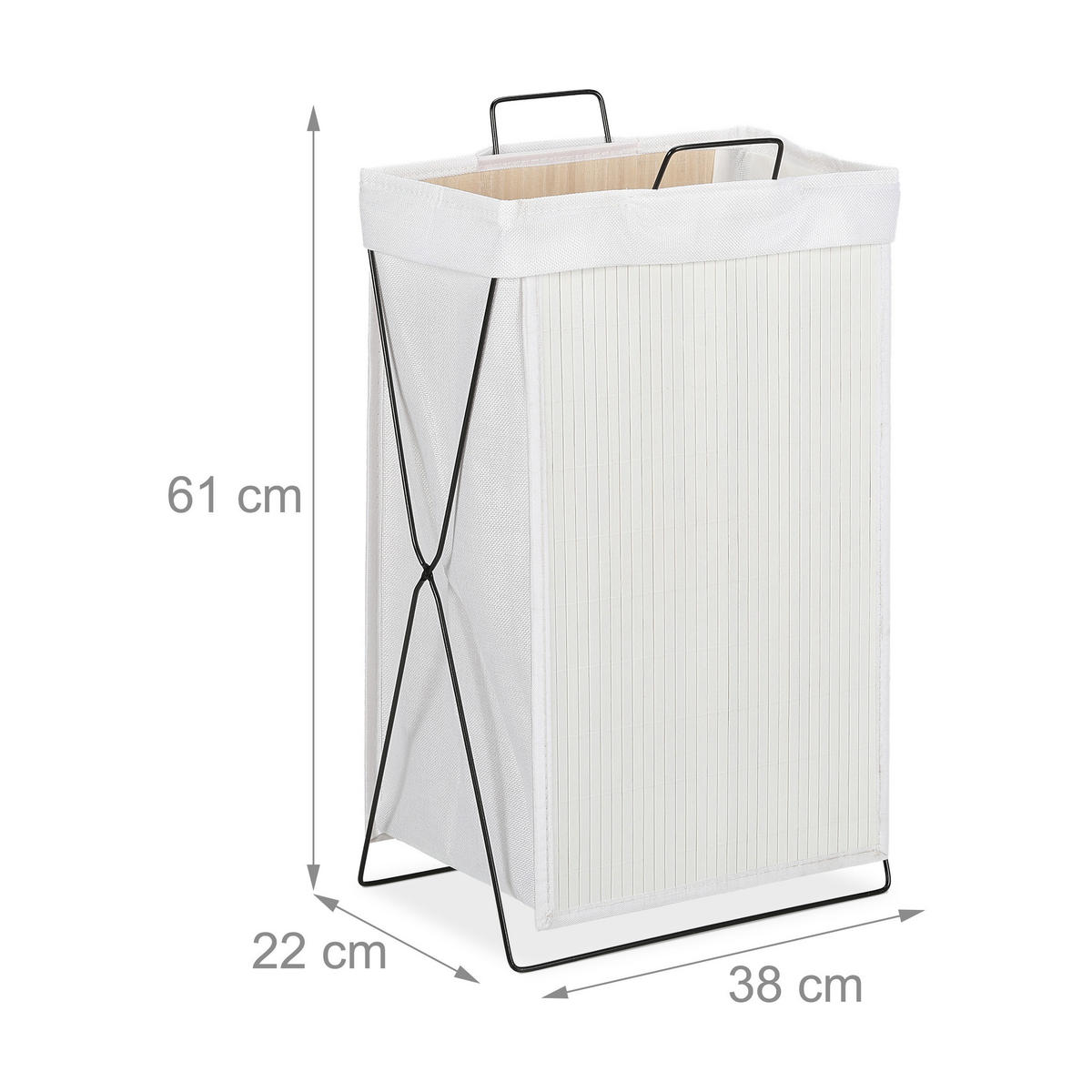WÄSCHEKORB - Weiß, Holz/Textil (38/61/22cm) - Relaxdays