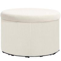 SITZHOCKER mit Stauraum Hocker mit Deckel, Runder Polsterhocker für Wohnzimmer - Beige, Holzwerkstoff (60/41/60cm) - HOMCOM