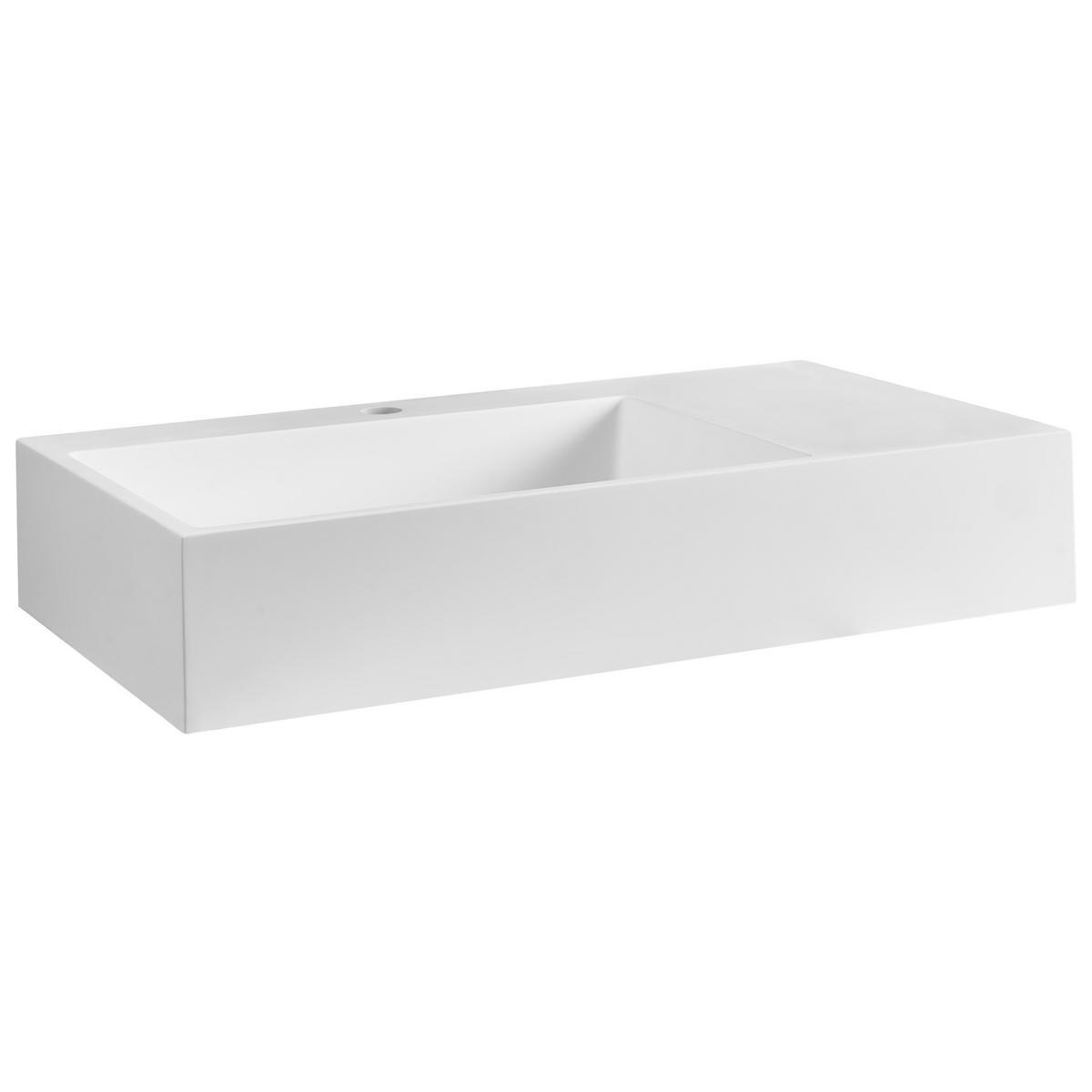 HÄNGEWASCHBECKEN Weiß 75/43 cm Mineralguss Cusco - Weiß, Naturmaterialien (75/15/43cm) - Beliani