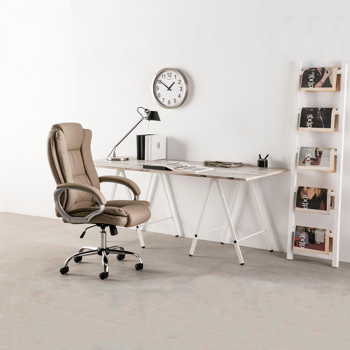 DREHSTUHL Karen Taupe - Taupe, Fell (68/110/72cm) - VS Venta-stock