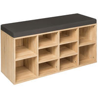 SCHUHSCHRANK Max,103,5 x 48 x 30 cm,dunkelgrau/eiche hell - Dunkelgrau/Eichefarben, Holz (30/48/103.5cm) - tectake