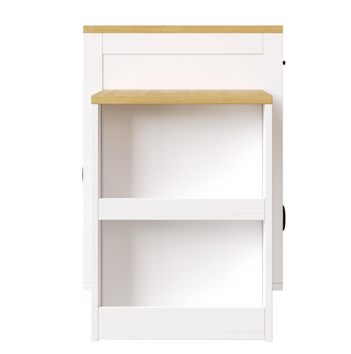 KÜCHENINSEL 80/70/95,5 cm mit ausziehbarem Tisch, 2 Schubladen und Weinregal, Weiß - Weiß, Holzwerkstoff (80/95.5/70cm) - Redom