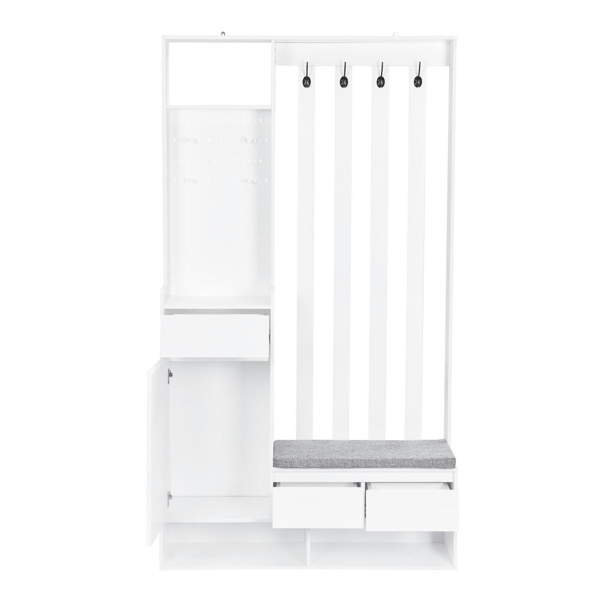 FLURGARDEROBE 100/35/180 cm aus MDF mit Sitzbank und Stecktafel Weiß - Weiß, Holzwerkstoff (100/180/35cm) - Modenvie