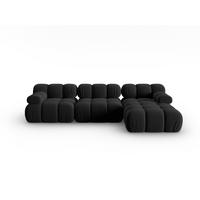 MODULARES-ECKSOFA rechts Bellis aus Samt schwarz 4 Sitzplätze - Schwarz, Textil (122/285cm) - Micadoni