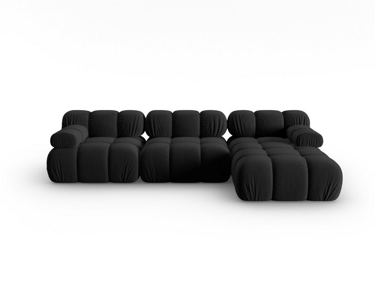 MODULARES-ECKSOFA rechts Bellis aus Samt schwarz 4 Sitzplätze - Schwarz, Textil (122/285cm) - Micadoni