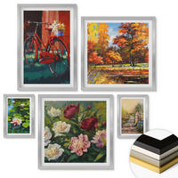 WANDBILDER 5er Set - 50x50 cm & 20x30 cm & 40x60 cm Silberner Rahmen - Strand Holzsteg Klippen - Silberfarben, Kunststoff (40/60cm) - ArtPrintCave