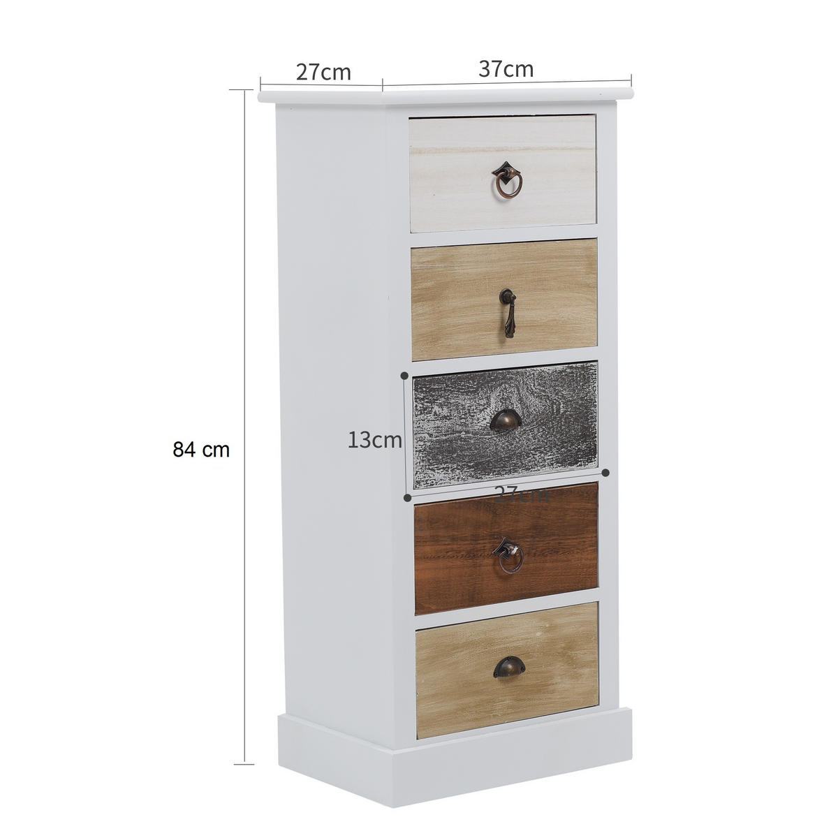 KOMMODE Weiß 27/37/84 cm - Weiß, Holz (27/84/37cm) - Mobili Rebecca