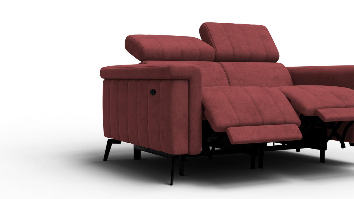 RELAXSOFA NORDEL 2-Sitzer, bordeaux - Bordeaux/Schwarz, Holz/Textil (150/80/105cm) - Courtois Laville