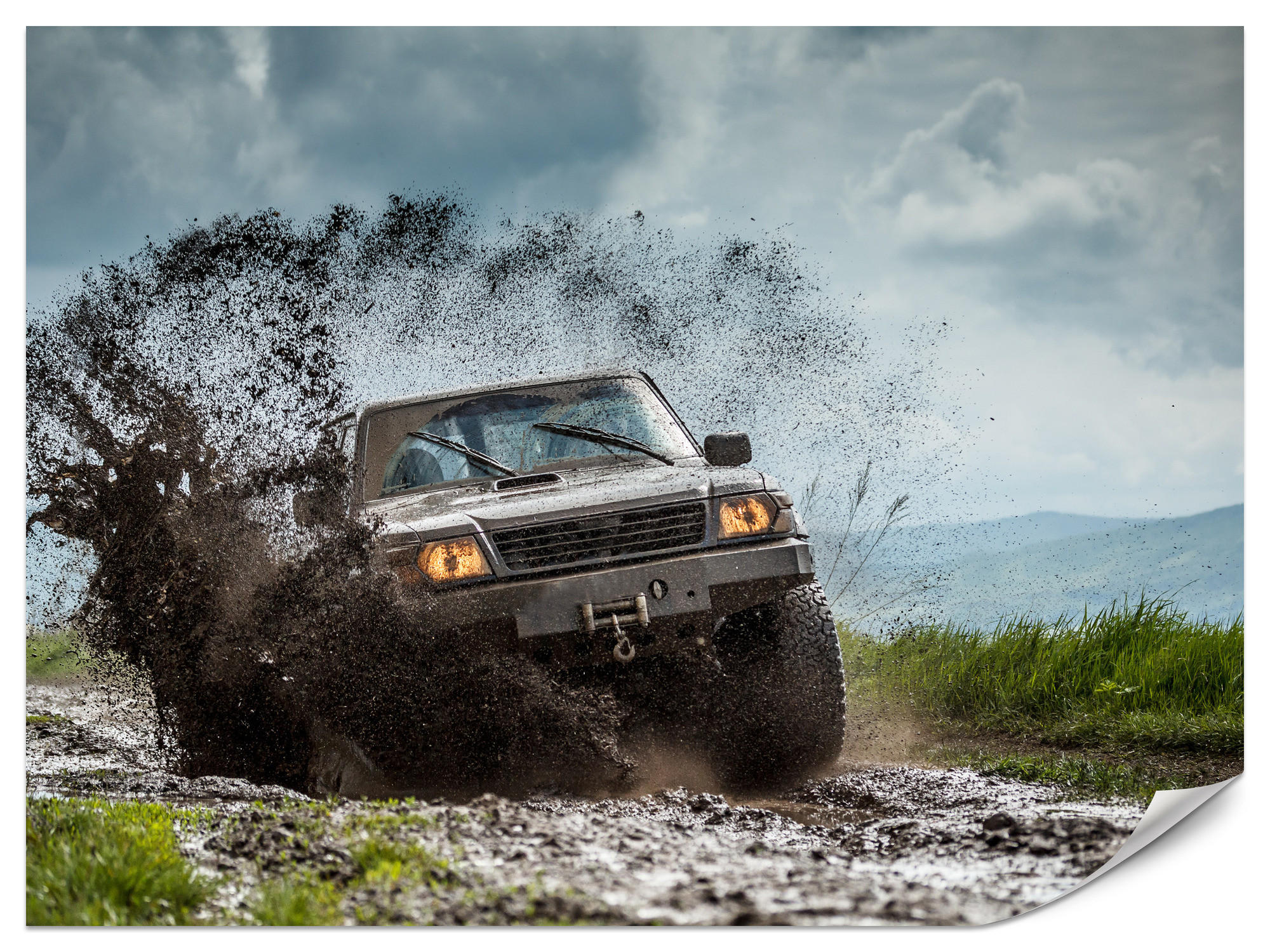 FOTOTAPETA Pre Študentskú Izbu Jeep Blatistý Horský Terén 450 x 315 cm - hnedá/čierna, papier (450/315cm) - Muralo