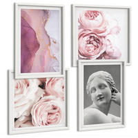 BILDER SET 4er Set - 50x50 cm & 40x60 cm Weißer Rahmen - Pfingstrosenskulptur einer Frau - Weiß, Kunststoff (50/50cm) - TULUP