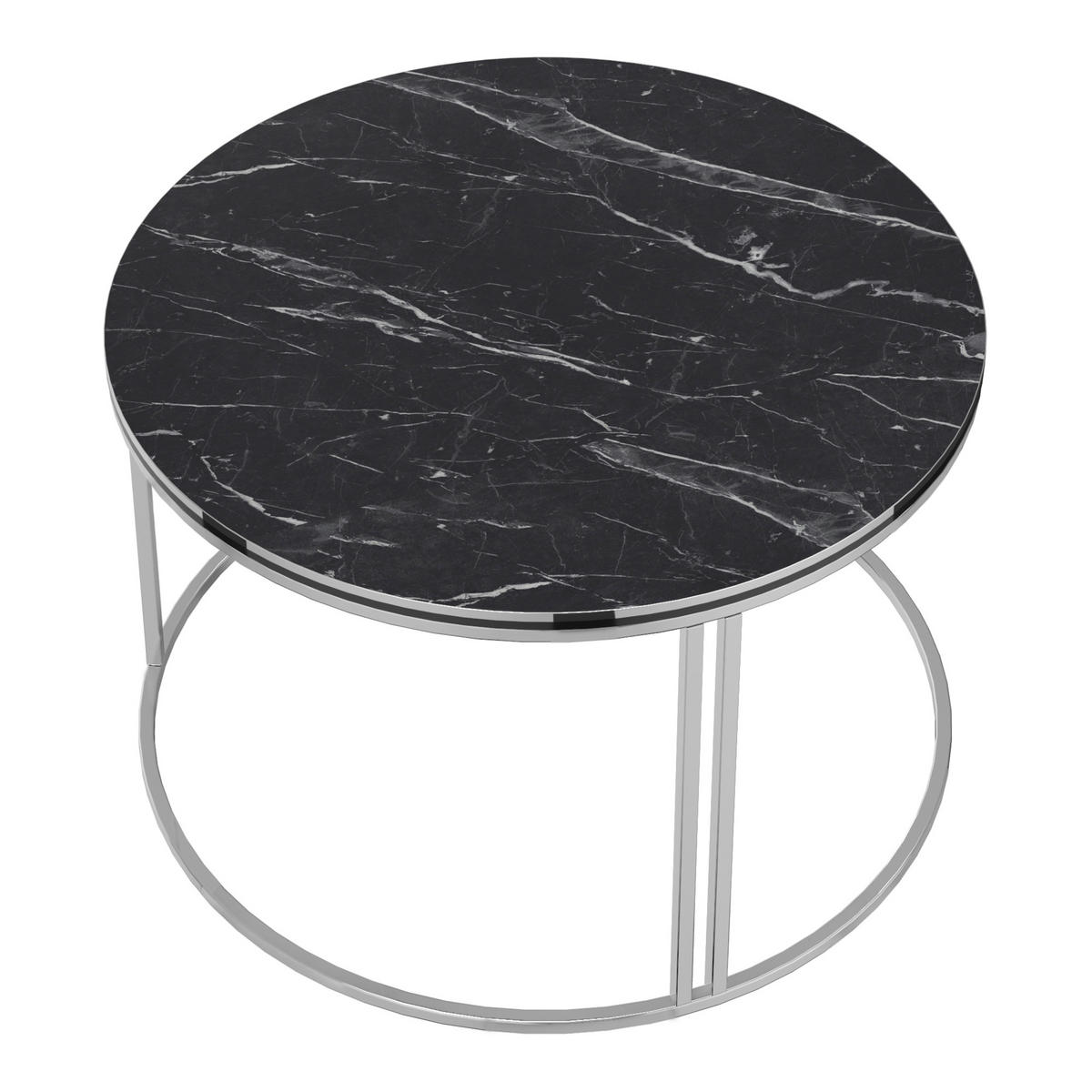 COUCHTISCH Aulum 70/70/50 - Silberfarben/Schwarz, Holzwerkstoff/Metall (70/70/50cm) - [en.casa]