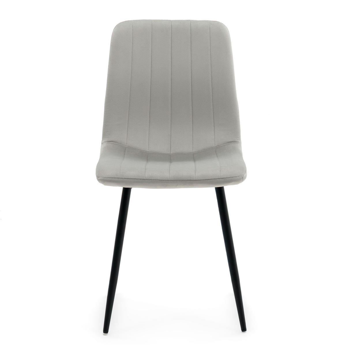 STUHL GELA gepolstert mit Steppung - hellgrau - Samt Velours - Hellgrau/Schwarz, Textil/Metall (45/89/53cm) - NEW HOME