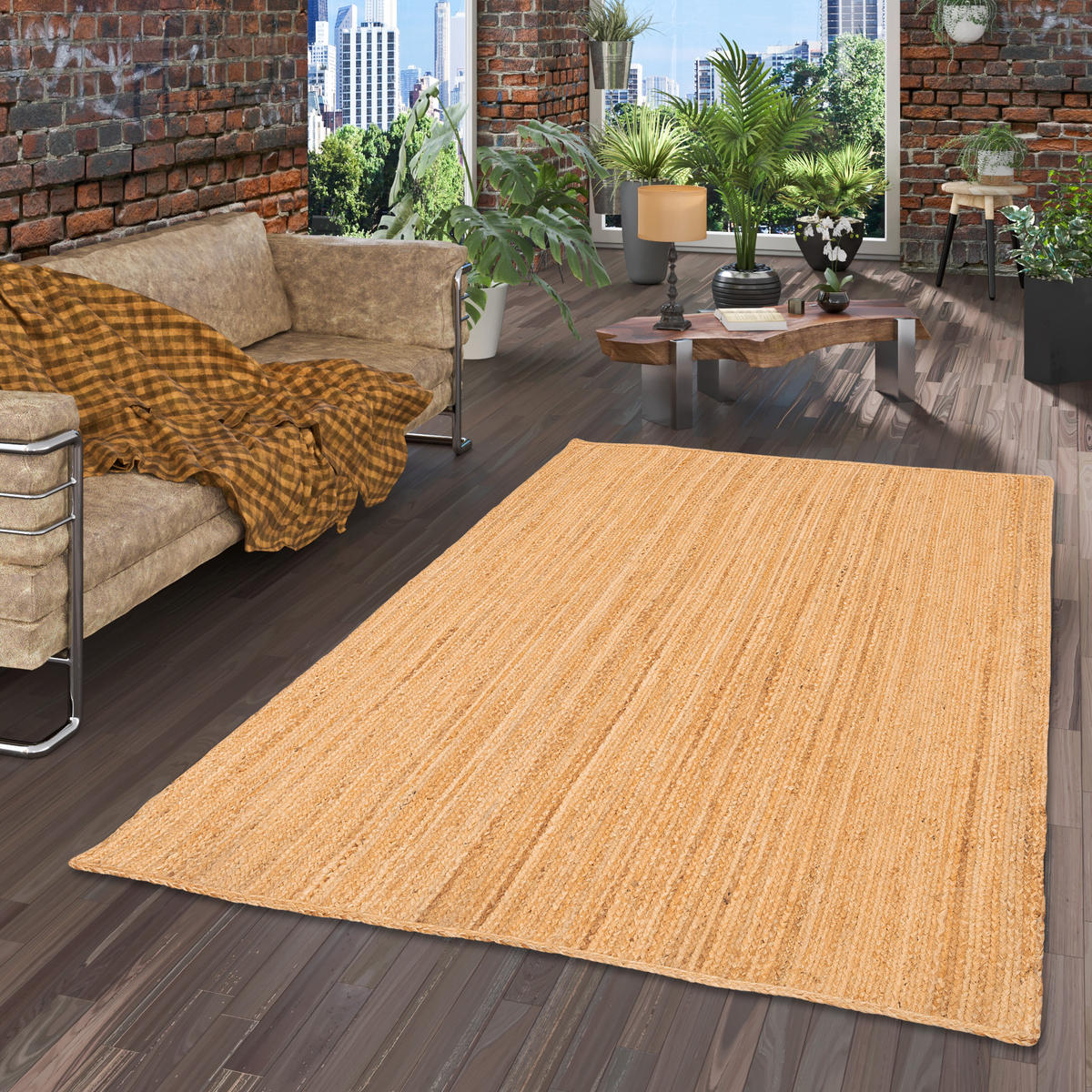 NATURFASER TEPPICH JUTE SALSA UNI - Beige, Textil (80/150cm) - Pergamon