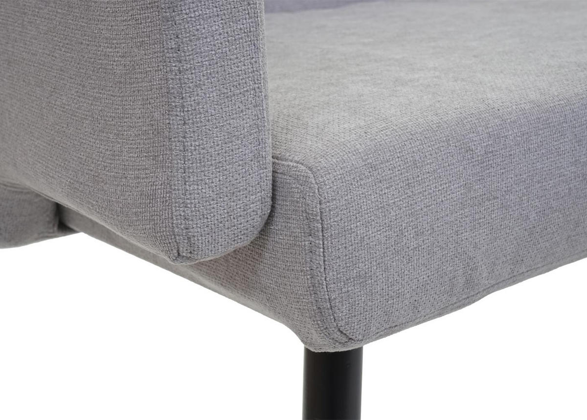 SITZBANK 77x133x56cm Sitzhöhe 48cm Rückenlehne Armlehne Stoff/Textil 133cm Grau - Grau, Textil (133/77/56cm) - BERLINLODGE