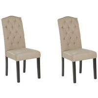 STUHL 2er-Set Polsterbezug Beige Shirley - Beige, Holz/Textil (46/103/60cm) - Beliani