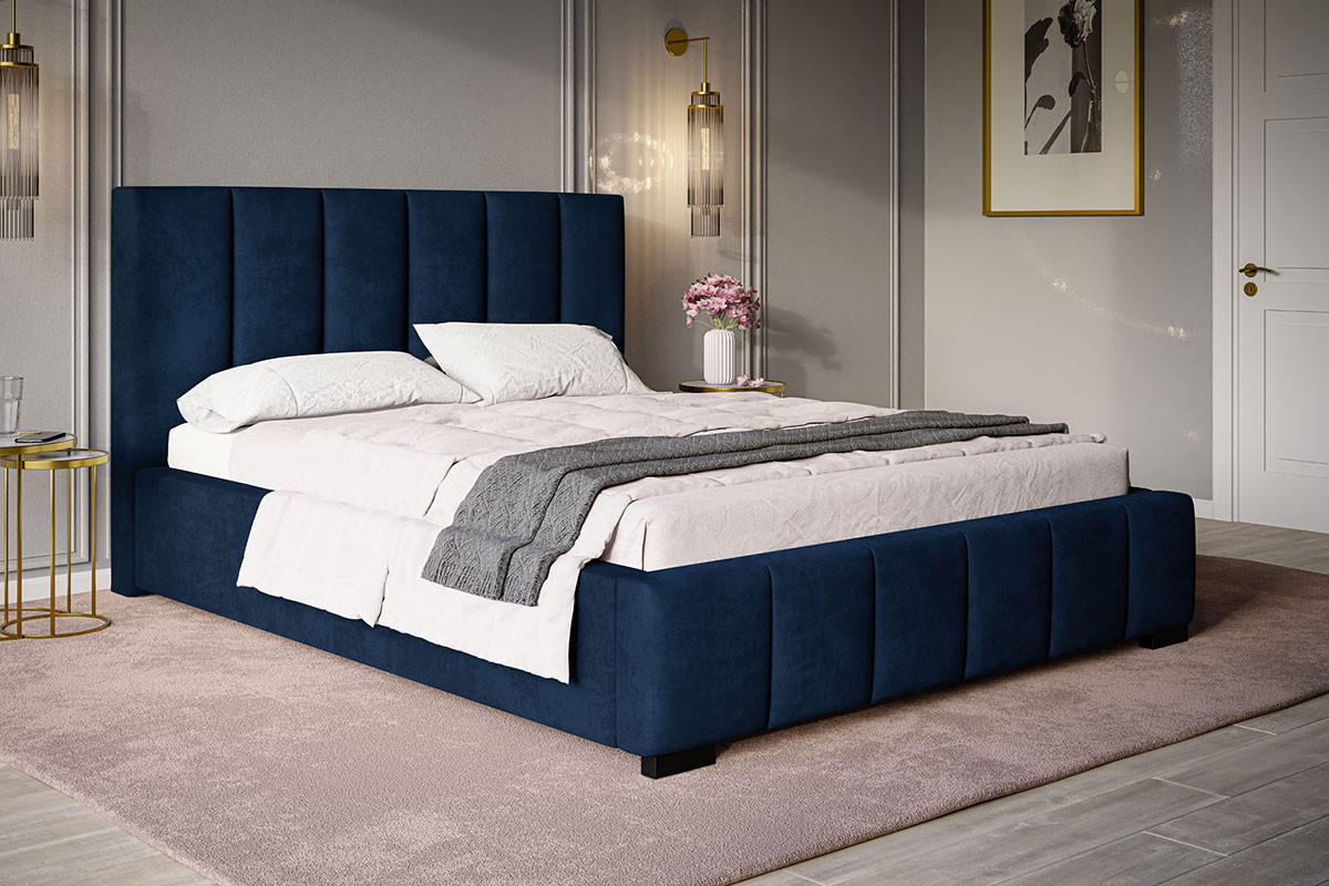 BETT Blau BEN 1 180x200 cm - Dunkelblau, Textil (180/200cm) - Sepro Meble