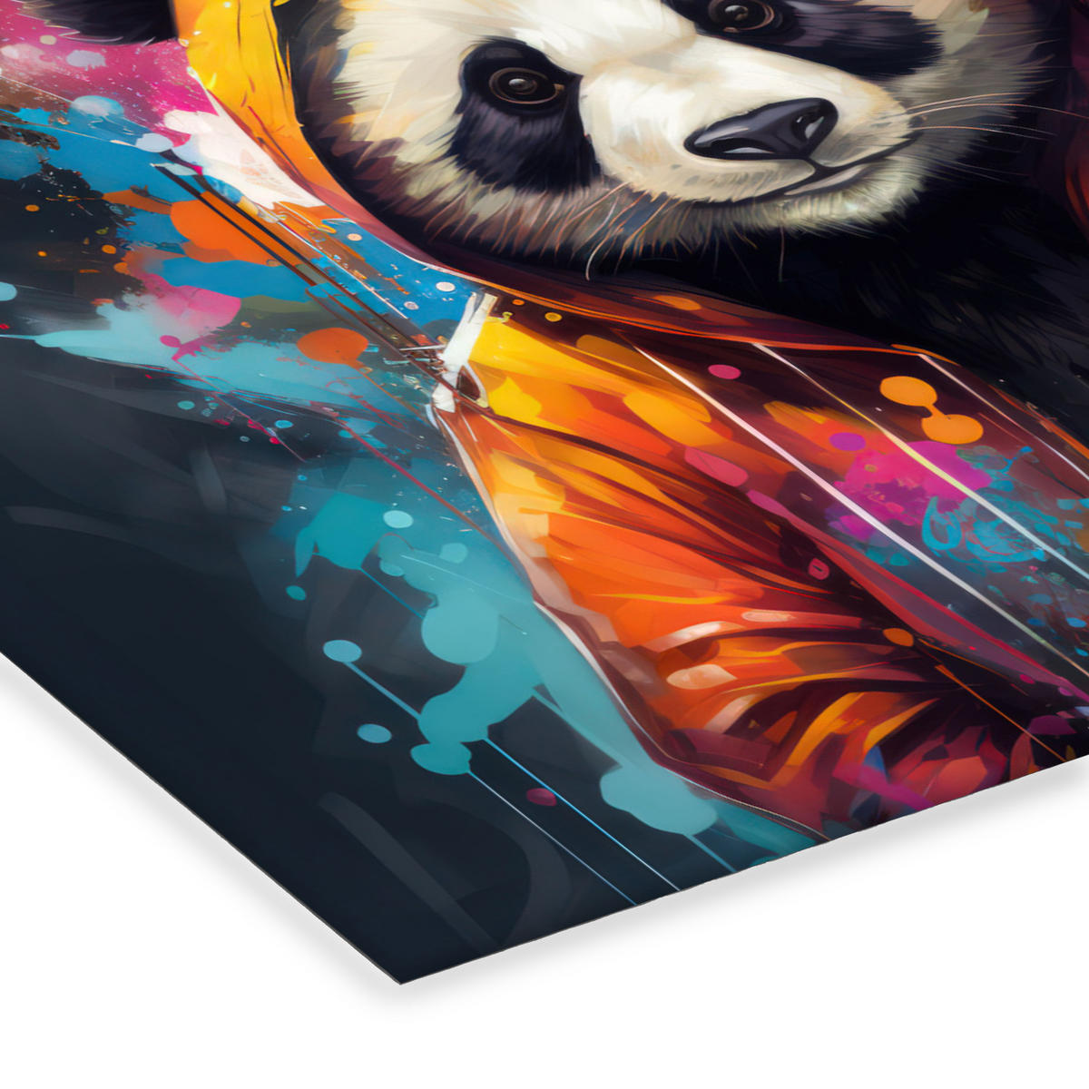 POSTER MIT RAHMEN Panda - Jacke - Graffiti - Orange 40x30 cm - Orange, Papier (40/30cm) - MuchoWow