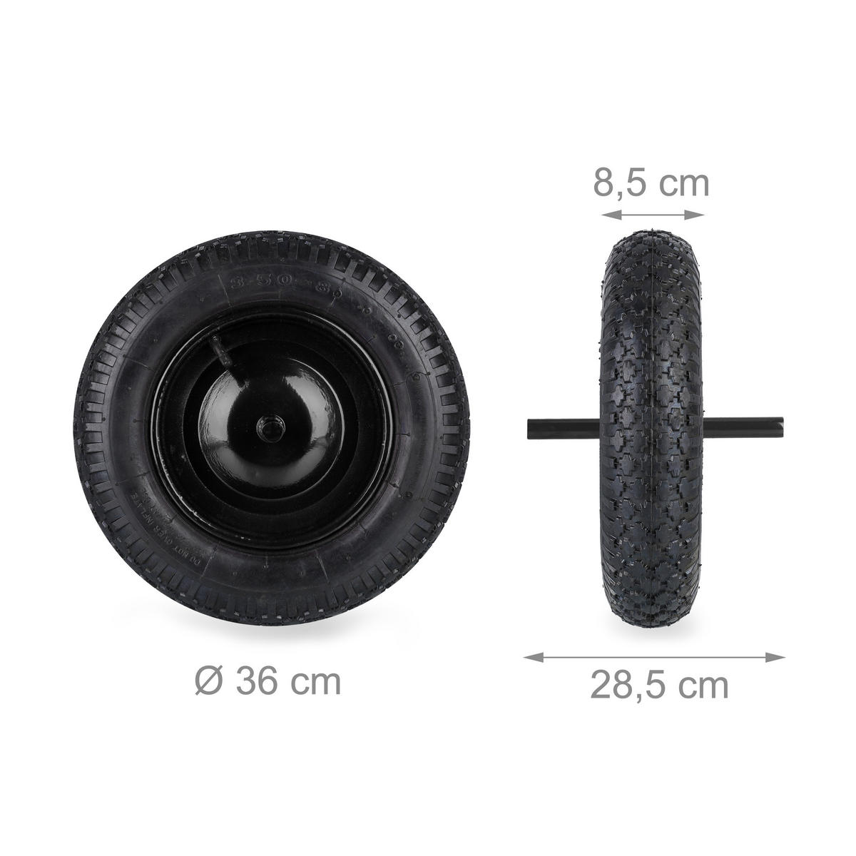 SCHUBKARRENRAD - Schwarz, Kunststoff/Metall (36/36/24cm) - Relaxdays