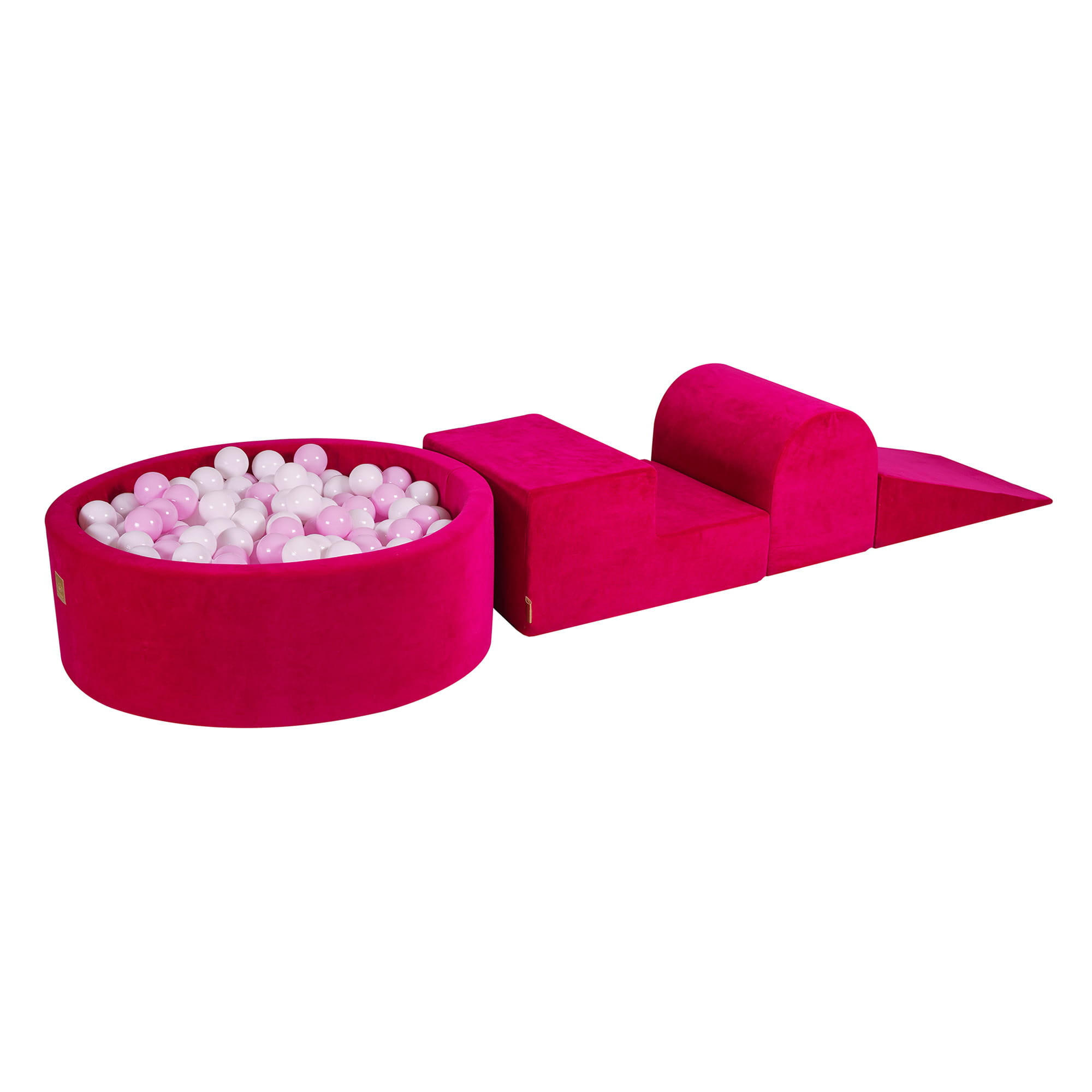 BÄLLEBAD mit Schaumstoff Bausteinen für Kinder, Samt, Magenta - Hellrosa/Magenta, Textil (230/45/30cm) - MeowBaby