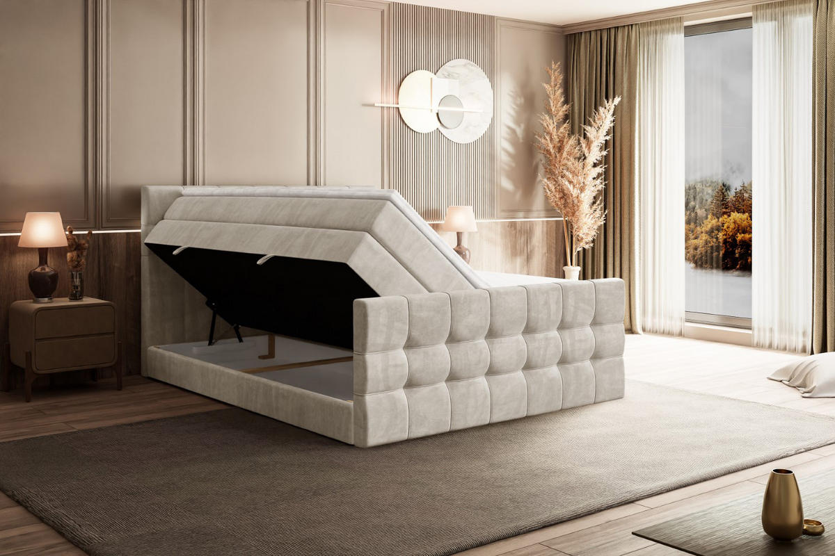 BOXSPRINGBETT BERO-Z KING - 120 x 200 - H3/H4 - Ecru - Ecru, Holzwerkstoff (120/200cm) - ALTDECOR
