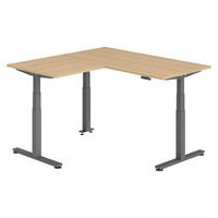 ECKSCHREIBTISCH elektrisch höhenverstellbar L-Form 160/160/74 cm in Eichefarben/Graphitfarben - Eichefarben/Graphitfarben, Holzwerkstoff (160/160/74cm) - bümö