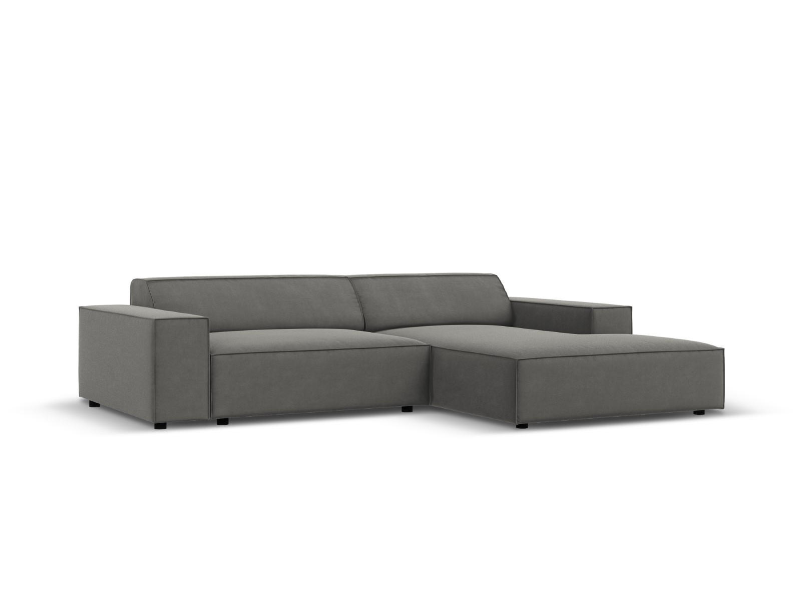 MODULARES-ECKSOFA rechts Jodie aus Samt hellgrau 3 Sitzplätze - Hellgrau, Textil (166/224cm) - Micadoni