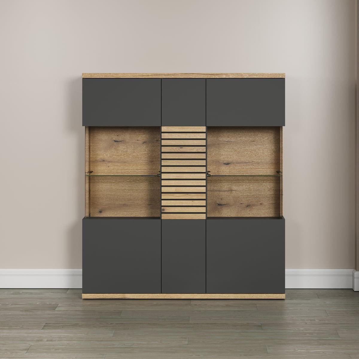 HIGHBOARD Norris Anthrazit - Anthrazit, Holzwerkstoff (131/147/38cm) - Trendteam
