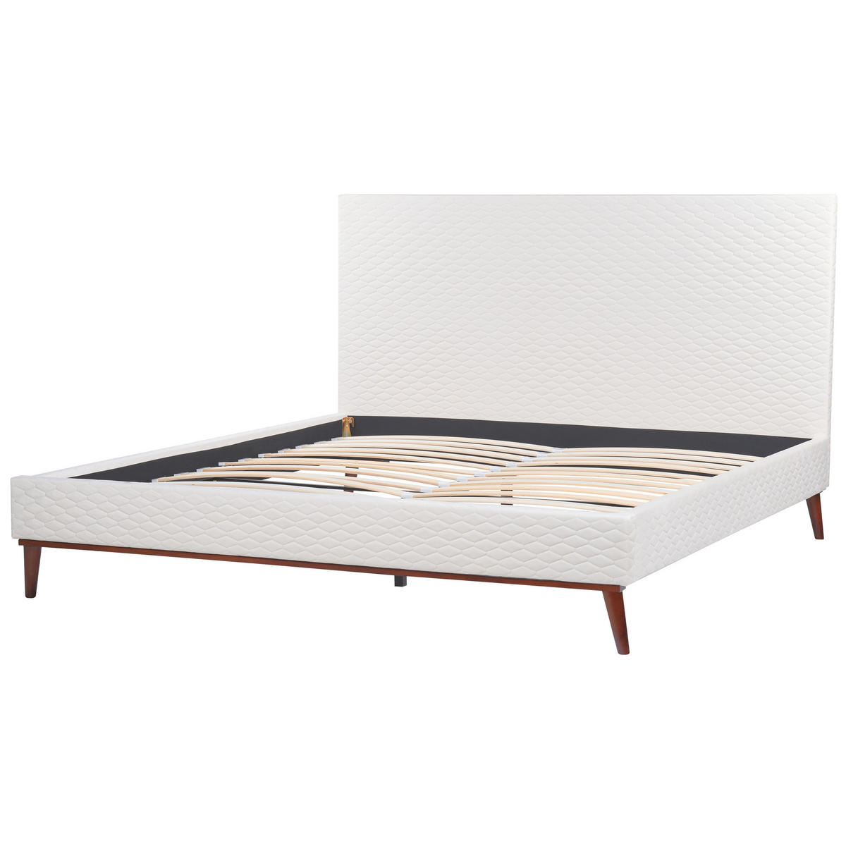 POLSTERBETT mit Lattenrost 180x200 cm Weiß Bayonne - Creme, Textil (180/200cm) - Beliani