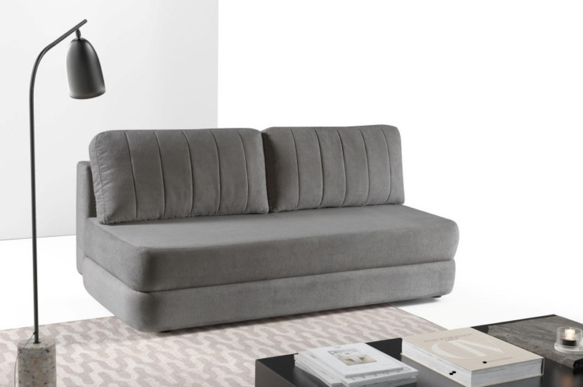 SOFA Grau ORI Schlaffunktion Ohne Armlehnen - Grau, Textil (211/93/103cm) - Sepro Meble
