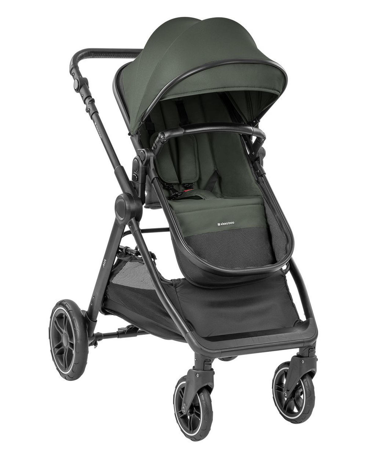 KOMBIKINDERWAGEN Ava 3 in 1 grün Babywanne, Babyschale, Gummiräder, Tasche - Grün, Metall (84/59/102cm) - Kikka boo