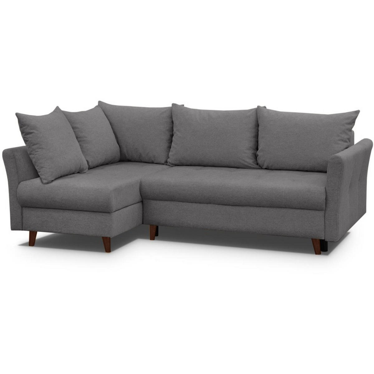 ECKSCHLAFSOFA Neron mit 2 Bettkasten und Beine in Wengefarbe, Dunkelgrau, links - Wengefarben/Dunkelgrau, Textil (233/148cm) - Beautysofa