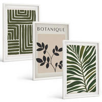 BILDER SET 3er Set - 40x60 cm Weißer Rahmen - Botanischer Boho-Minimalismus - Weiß, Kunststoff (40/60cm) - TULUP