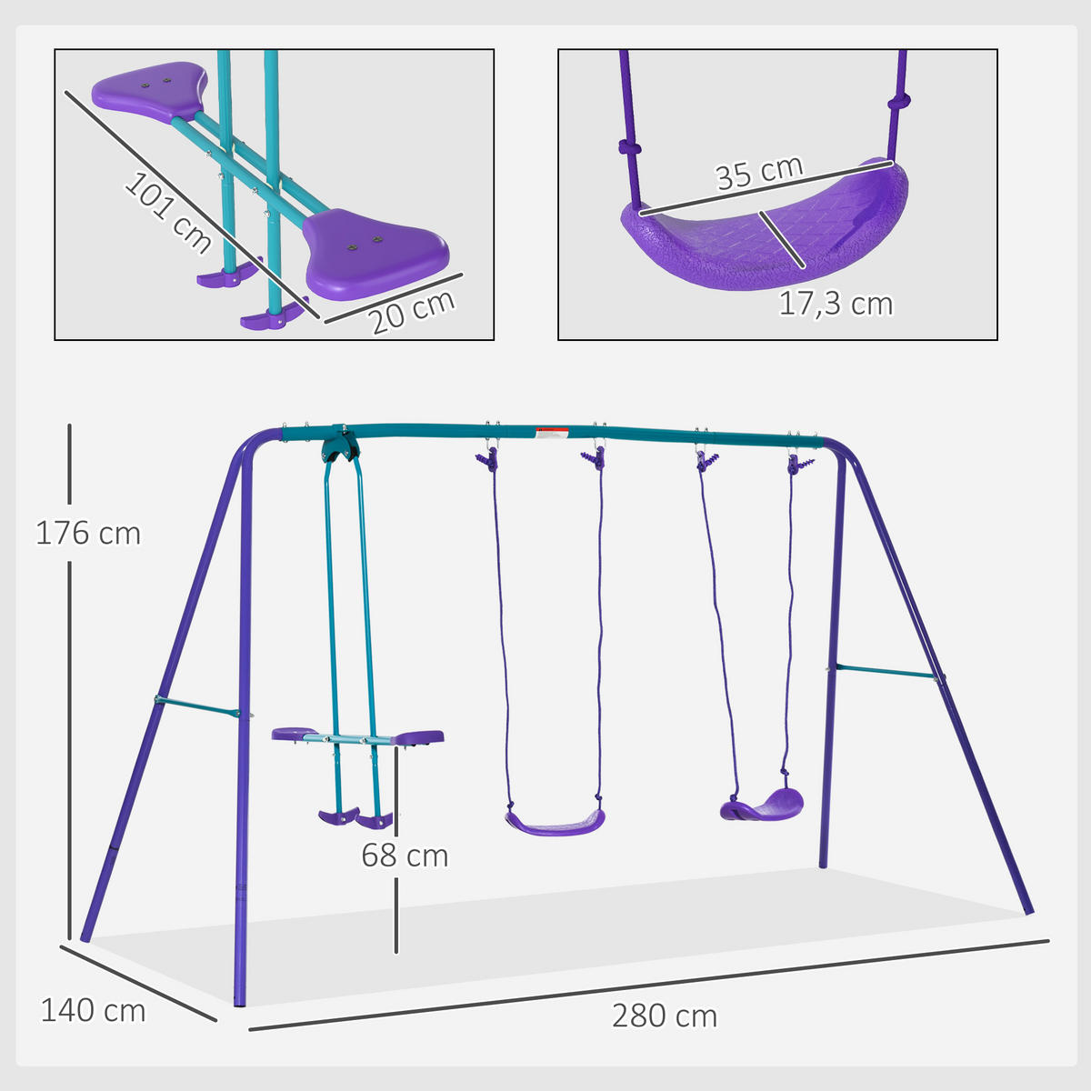SCHAUKEL DE-17976 Violett - Lila, Metall (140/280cm) - ComfortXL