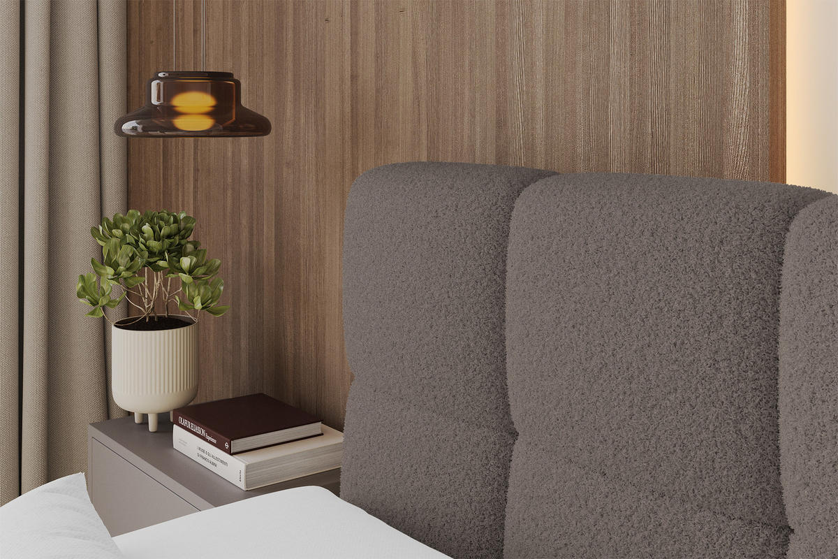 BOXBETT mit Matratze H4 - FAMA-Z - 140x200 cm Braun Quelle - Braun, Holzwerkstoff (140/200cm) - ALTDECOR